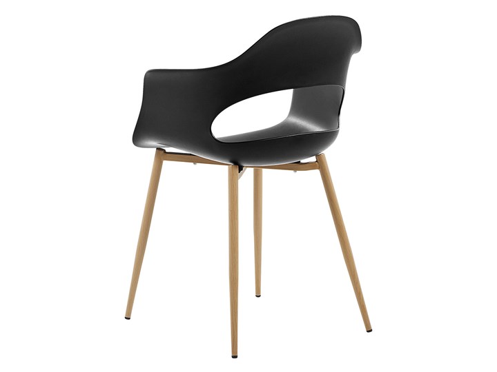 Zestaw 2 krzeseł czarnych plastikowych nóżki jasne drewno ozdobne do jadalni styl skandynawski Głębokość 47 cm Pomieszczenie Salon Tworzywo sztuczne Metal Wysokość 81 cm Szerokość 54 cm Pomieszczenie Jadalnia