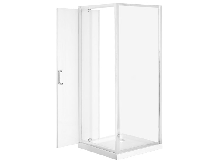Kabina prysznicowa srebrna szkło hartowane aluminum pojedyncze drzwi 70 x 70 x 185 cm nowoczesny design Kategoria Kabiny prysznicowe Kwadratowa Kolor Przezroczysty