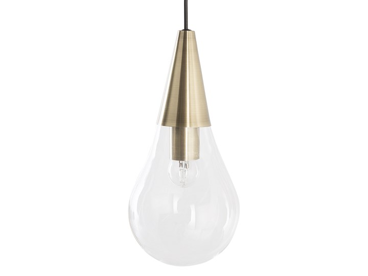 Lampa sufitowa przezroczysta szklana 118 cm miedziany akcent 3 klosze kształt kropli nowoczesna Żarówka na kablu Szkło Metal Kolor Złoty