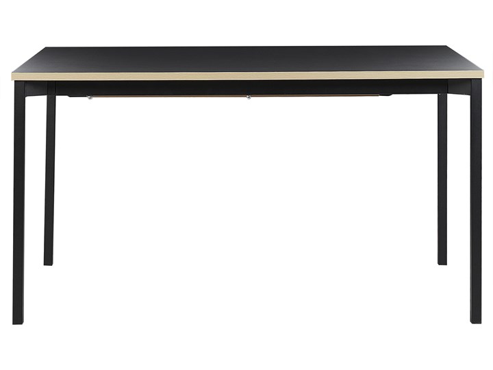 Stół do jadalni czarny 140/190 x 90 cm tradycyjnie rozkładany blat 6 osobowy industrialny Płyta MDF Stal Długość 140 cm Metal Styl Nowoczesny