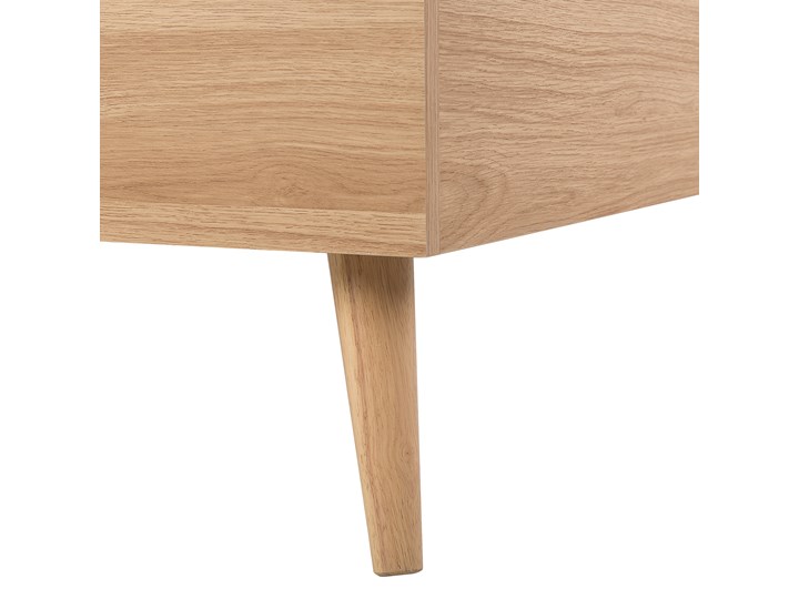 Łóżko białe jasne drewno 180 x 200 cm z ramą stelażem i zagłówkiem skandynawski design minimalistyczne Łóżko drewniane Kategoria Łóżka do sypialni Kolor Beżowy