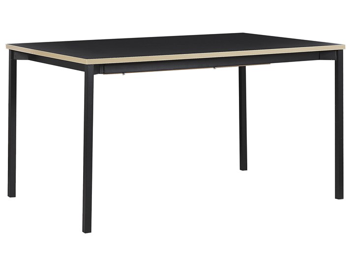 Stół do jadalni czarny 140/190 x 90 cm tradycyjnie rozkładany blat 6 osobowy industrialny Metal Płyta MDF Długość 140 cm Stal Pomieszczenie Stoły do salonu