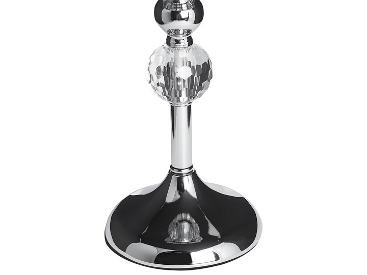 Świecznik srebrny szklany 33 cm z kryształkami Metal Szkło Kategoria Świeczniki i świece