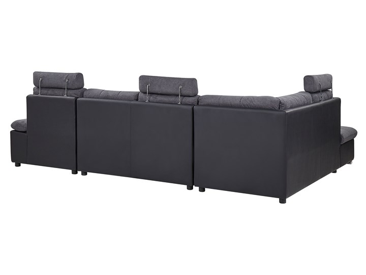 Narożnik rozkładany szary tapicerowany 5-osobowy z pojemnikiem regulowane zagłówki sofa kształt U W kształcie litery U Nóżki Bez nóżek