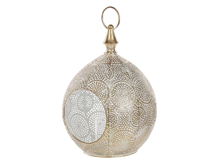 Beliani Lampion złoty metalowy 33 cm ze szklanym wkładem na świeczkę orientalny  ażurowy Świecznik Szkło Podgrzewacz Kategoria Świeczniki i świece