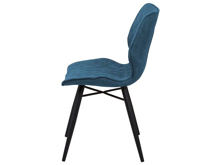 Zestaw 2 krzeseł niebieskich tapicerowanych z metalowymi czarnymi nogami do jadalni styl nowoczesny industrialny Styl Vintage Pikowane Wysokość 86 cm Tkanina Głębokość 56 cm Tworzywo sztuczne Tapicerowane Szerokość 44 cm Drewno Pomieszczenie Jadalnia