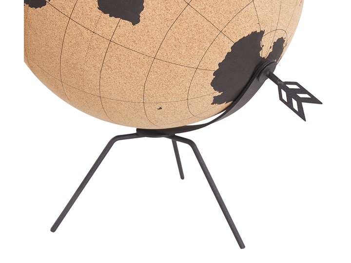 Figurka dekoracyjna globus brązowy korek 25 cm Metal Globusy Kolor Czarny