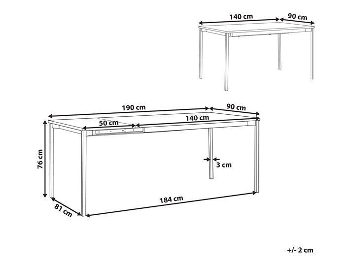 Stół do jadalni czarny 140/190 x 90 cm tradycyjnie rozkładany blat 6 osobowy industrialny Długość 140 cm Stal Płyta MDF Metal Rozkładanie Rozkładane Kategoria Stoły kuchenne