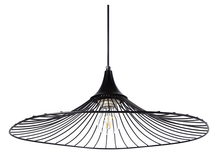 Lampa sufitowa wisząca czarna metalowy klosz industrialny design sypialnia kuchnia Kolor Czarny Lampa druciana Lampa z kloszem Kategoria Lampy wiszące