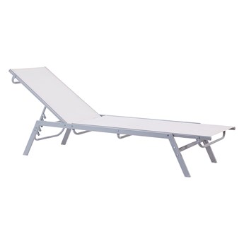 Leżak ogrodowy biały srebrna aluminiowa rama 197 x 53 cm regulowane oparcie