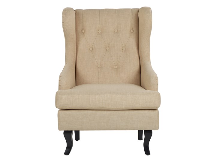 Fotel uszak beżowy tapicerowany pikowany wysokie oparcie vintage retro salon Fotel pikowany Głębokość 78 cm Drewno Szerokość 66 cm Fotel tradycyjny Wysokość 100 cm Tworzywo sztuczne Tkanina Styl Nowoczesny