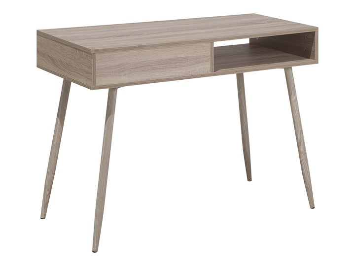 Biurko jasnobrązowe 100 x 48 cm w stylu skandynawskim z szufladami pod laptop Biurko konsola Stal Płyta MDF Szerokość 100 cm Drewno Kategoria Biurka