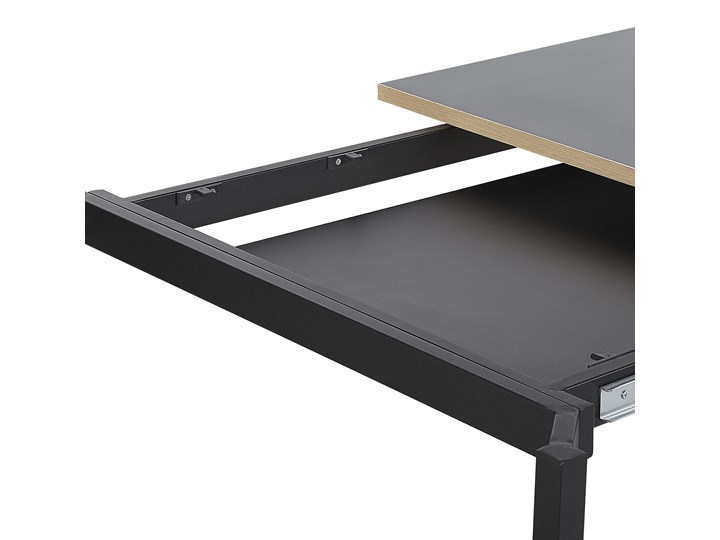 Stół do jadalni czarny 140/190 x 90 cm tradycyjnie rozkładany blat 6 osobowy industrialny Długość 140 cm Płyta MDF Metal Stal Kategoria Stoły kuchenne
