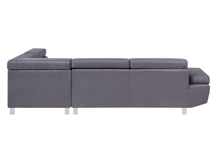 Narożnik lewostronny szary tapicerowany 5 osobowa sofa z regulowanymi zagłówkami W kształcie L Boki Z bokami