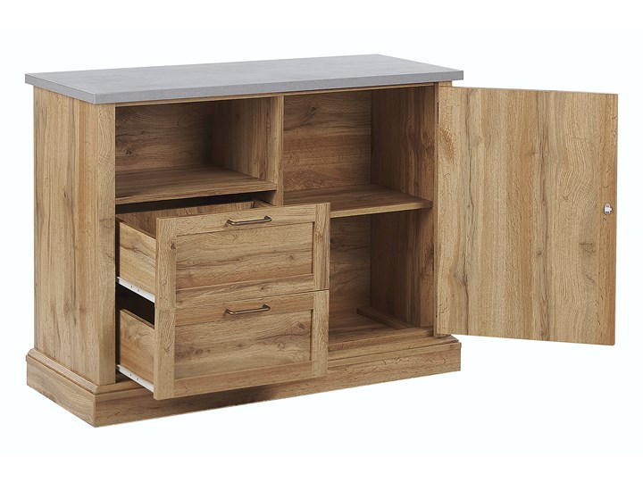 Komoda jasne drewno 100 x 40 x 79 cm szafka i 2 szuflady Płyta MDF Szerokość 100 cm Głębokość 40 cm Kategoria Komody Styl Rustykalny