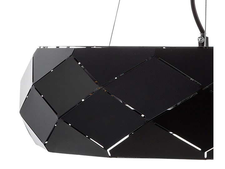 Lampa wisząca czarna metalowa 121 cm ażurowa geometryczny klosz 3 żarówki nowoczesna Tworzywo sztuczne Lampa inspirowana Kolor Czarny
