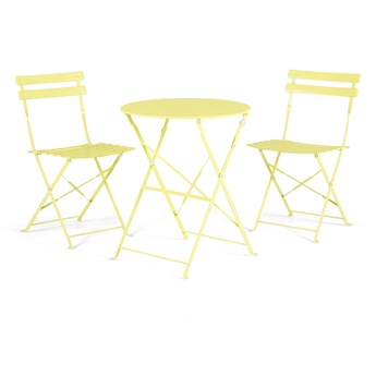 Beliani Zestaw mebli balkonowych limonkowy metalowy dwuosobowy krzesła i stół składane meble do ogrodu