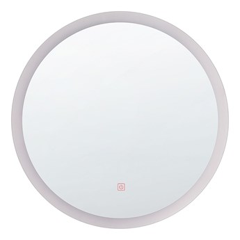Lustro ścienne wiszące srebrne LED okrągłe 58 cm