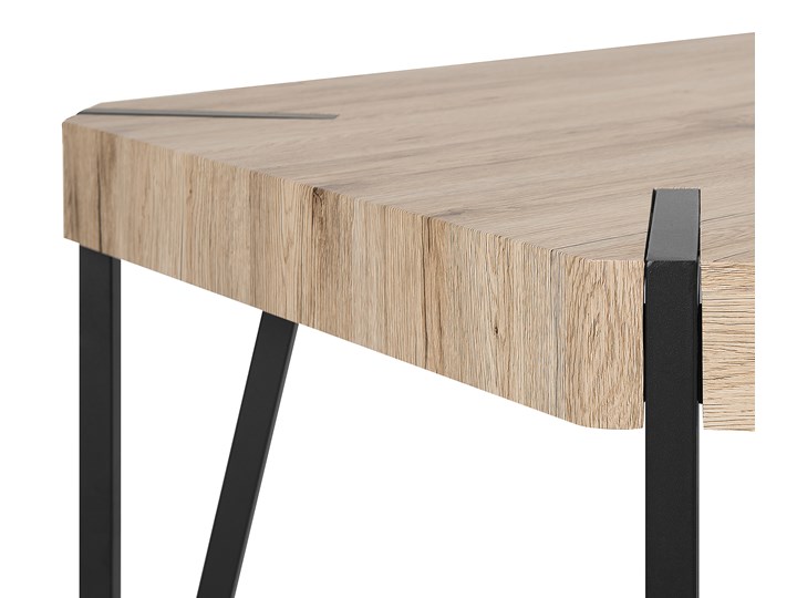 Stół do jadalni jasne drewno czarne metalowe nogi 130 x 90 cm prostokątny styl industrialny Długość 130 cm Płyta MDF Pomieszczenie Stoły do jadalni