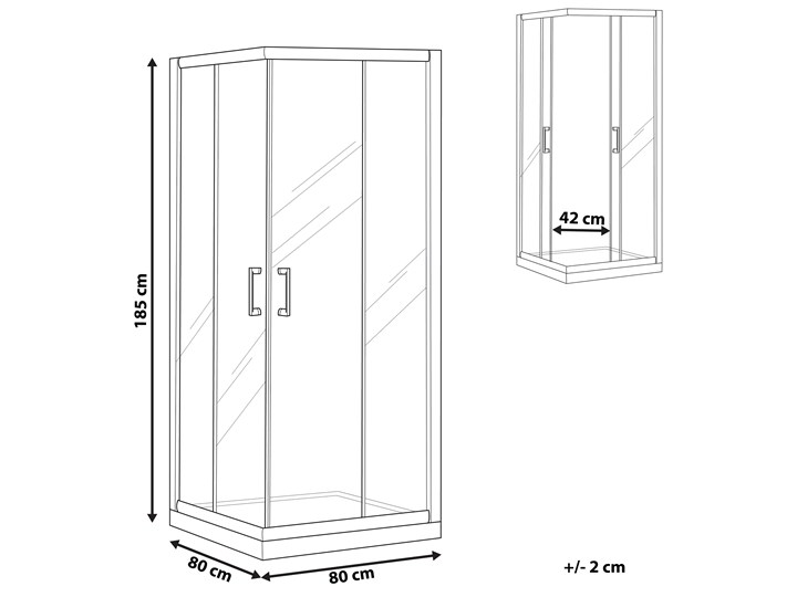 Kabina prysznicowa srebrna szkło hartowane aluminum podwójne drzwi 80x80x185cm nowoczesny design Kwadratowa Kategoria Kabiny prysznicowe