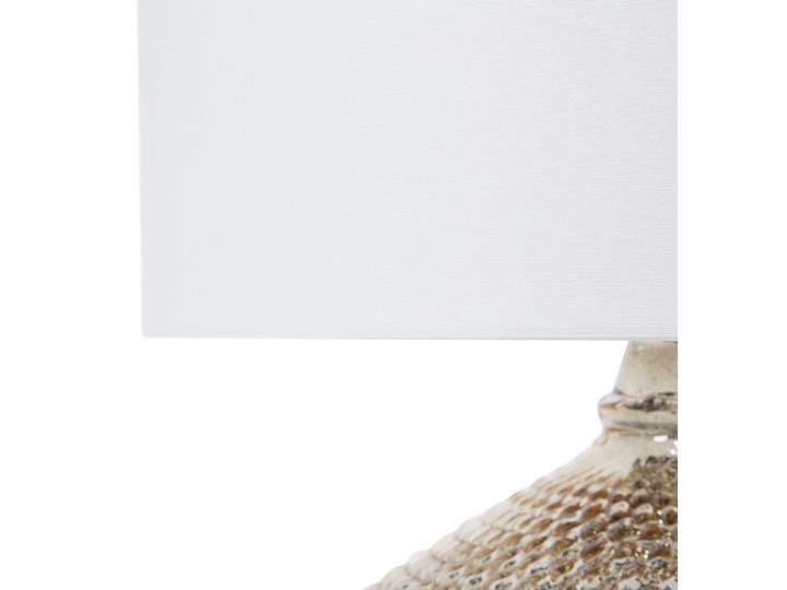Lampa stołowa złota biała 55 cm szklana podstawa wysoki połysk glamour Lampa nocna Kolor Biały Lampa z abażurem Styl Nowoczesny