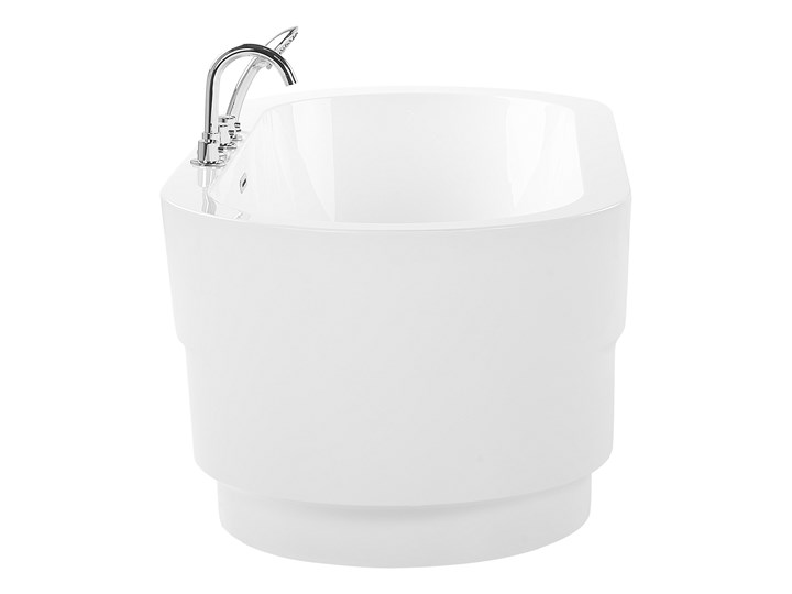 Wanna wolnostojąca biała akrylowa 170 x 80 cm system przelewowy z armaturą owalna minimalistyczny design Wolnostojące Kolor Biały