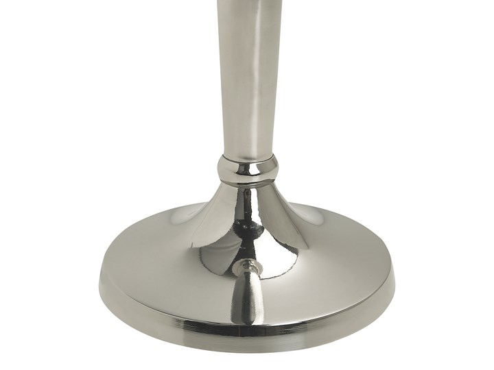 Świecznik dekoracyjny srebrny metalowy stojący 40 cm na jedną świecę elegancka ozdoba wnętrza Aluminium Kategoria Świeczniki i świece