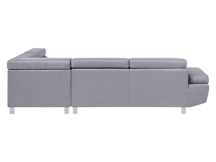Narożnik lewostronny jasnoszary tapicerowany 5 osobowa sofa z regulowanymi zagłówkami Strona Lewostronne Szerokość 261 cm Kategoria Narożniki