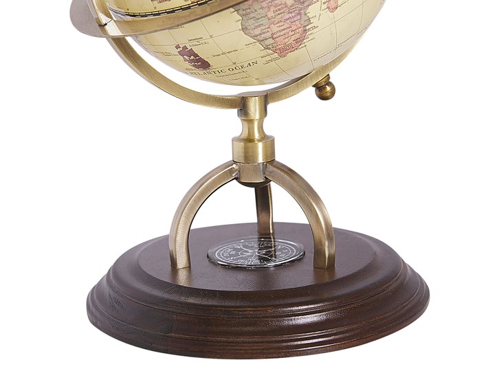 Figurka dekoracyjna globus w stylu vintage 16 cm Metal Globusy Kolor Beżowy