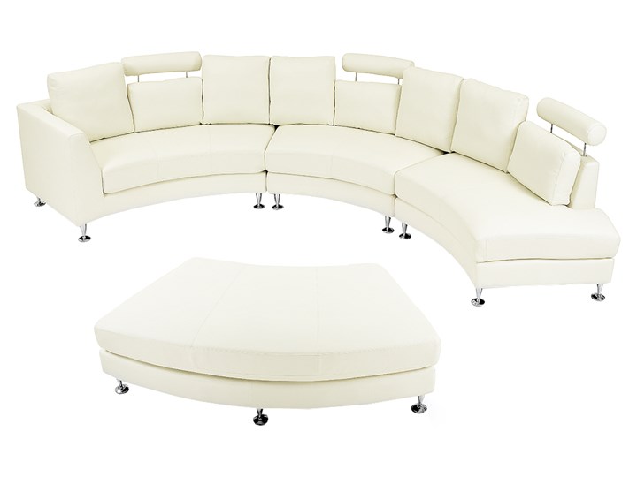 Sofa półokrągła kremowa skórzana 8 miejsc moon salon duży pokój nowoczesna Stała konstrukcja Szerokość 448 cm Boki Z jednym bokiem