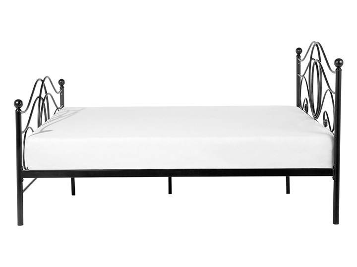 Beliani Łóżko ze stelażem czarne stalowa zdobiona rama 180 x 200 cm retro styl Drewno Kategoria Łóżka do sypialni Metal Łóżko metalowe Pojemnik na pościel Bez pojemnika