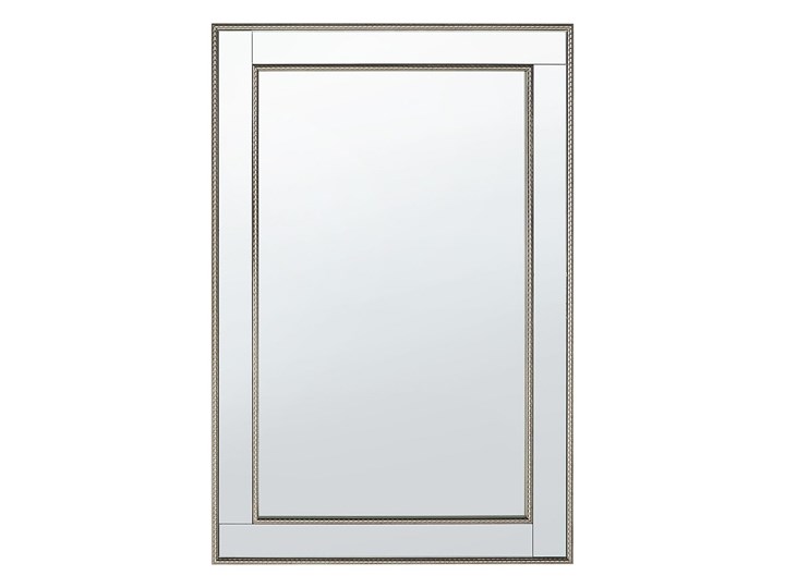 Lustro ścienne wiszące srebrne 60 x 90 cm Pomieszczenie Garderoba Prostokątne Lustro z ramą Styl Klasyczny