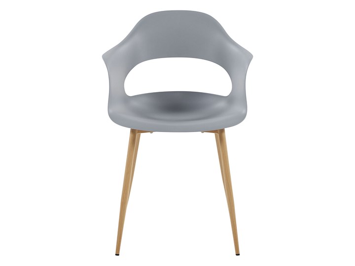 Zestaw 2 krzeseł szarych plastikowych nóżki jasne drewno ozdobne do jadalni styl skandynawski Styl Nowoczesny Szerokość 54 cm Głębokość 47 cm Tworzywo sztuczne Wysokość 81 cm Metal Pomieszczenie Salon