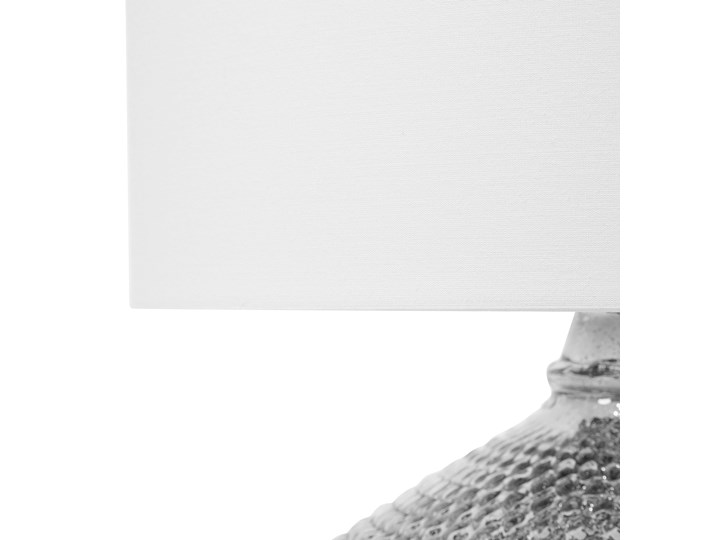 Lampa stołowa srebrna biała 55 cm szklana podstawa wysoki połysk glamour Lampa nocna Kategoria Lampy stołowe