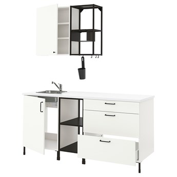 IKEA ENHET Kuchnia, antracyt/biały, 183x63.5x222 cm