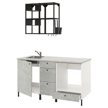 IKEA ENHET Kuchnia, antracyt/imitacja betonu, 163x63.5x222 cm