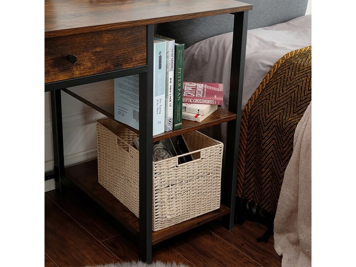 Bettso Industrialne biurko Hanoi z półkami i szufladą / Rustic brown Głębokość 115 cm Głębokość 60 cm Metal Szerokość 115 cm Drewno Styl Nowoczesny