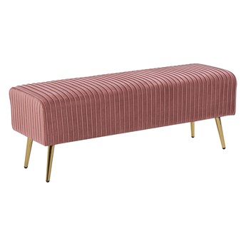 Beliani Ławka tapicerowana różowa welurowa złote metalowe nogi 118 cm ławeczka do sypialni salonu przedpokoju styl glamour