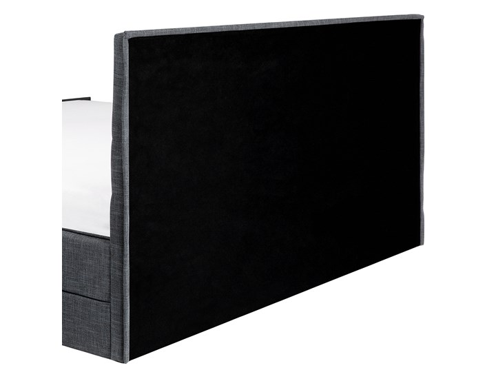 Łóżko ciemnoszare tapicerowane 180 x 200 cm ze stelażem wezgłowiem i zanóżkiem Kolor Czarny Łóżko tapicerowane Kategoria Łóżka do sypialni