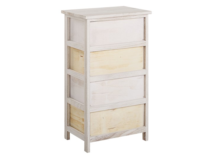 Beliani Komoda biała z jasnym drewnem MDF drewno naturalne dekoracyjne wycięcia w kształcie serc 4 szuflady boho sypialnia Płyta laminowana Płyta MDF Kategoria Szafki i regały