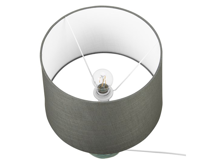 Lampa stołowa ciemnozielona ceramiczna 57 cm rzeźbiona podstawa okrągły abażur nowoczesna Lampa z abażurem Lampa nocna Kolor Zielony