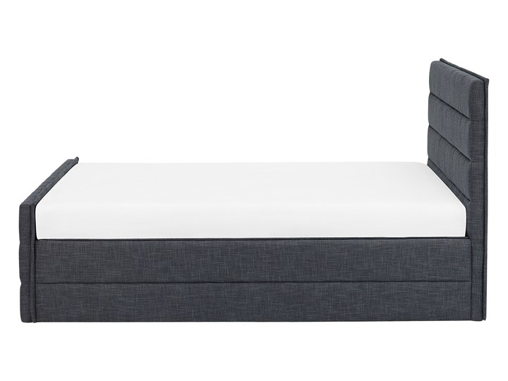 Łóżko ciemnoszare tapicerowane 180 x 200 cm ze stelażem wezgłowiem i zanóżkiem Kolor Czarny Łóżko tapicerowane Kategoria Łóżka do sypialni