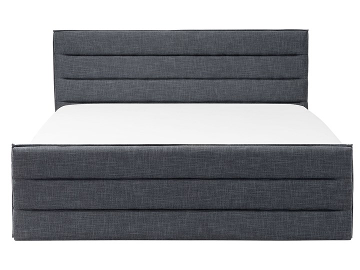 Łóżko ciemnoszare tapicerowane 180 x 200 cm ze stelażem wezgłowiem i zanóżkiem Łóżko tapicerowane Kategoria Łóżka do sypialni Kolor Czarny