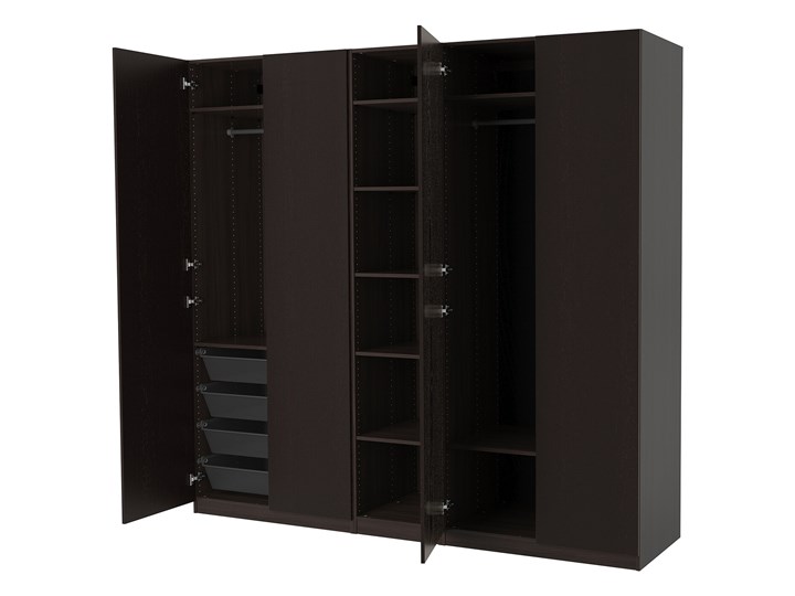 IKEA PAX Szafa, czarnybrąz/Forsand imitacja jesionu bejca czbr, 250x60x236 cm