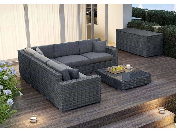 Meble ogrodowe MILANO II royal szare Stal Technorattan Tworzywo sztuczne Stoły z krzesłami Drewno Zestawy kawowe Rattan Aluminium Zawartość zestawu Stolik Zestawy modułowe Zestawy wypoczynkowe Zawartość zestawu Parasol