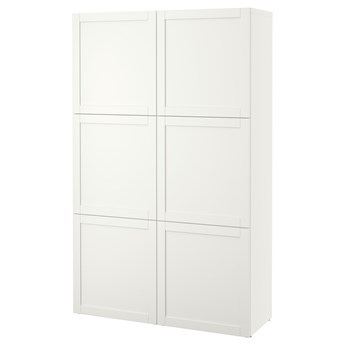 IKEA BESTÅ Kombinacja z drzwiami, Biały/Hanviken biały, 120x42x193 cm