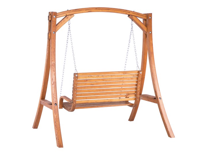 Huśtawka ogrodowa drewniana miejsce na 2 osoby tradycyjny rustykalny design Materiał stelaża Drewno Typ Huśtawka ze stelażem