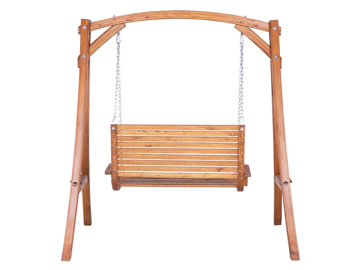 Huśtawka ogrodowa drewniana miejsce na 2 osoby tradycyjny rustykalny design Kategoria Huśtawki ogrodowe