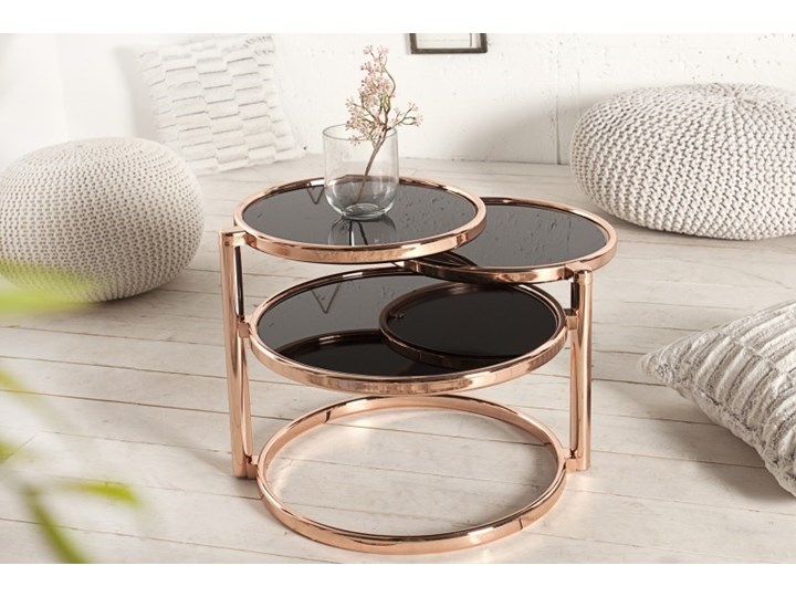 ProduktINVICTA stolik rozkładany DECO miedziany Kolor Złoty Wysokość 43 cm Szkło Metal Rodzaj nóg Gięte
