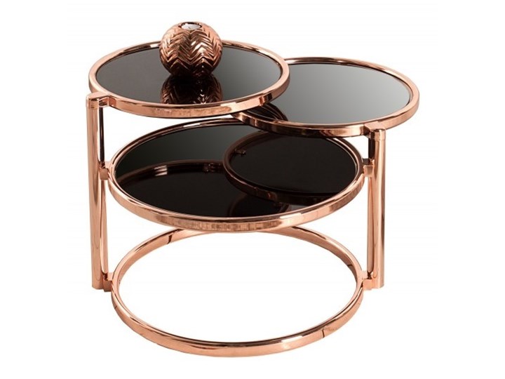 ProduktINVICTA stolik rozkładany DECO miedziany Metal Szkło Wysokość 43 cm Kolor Czarny